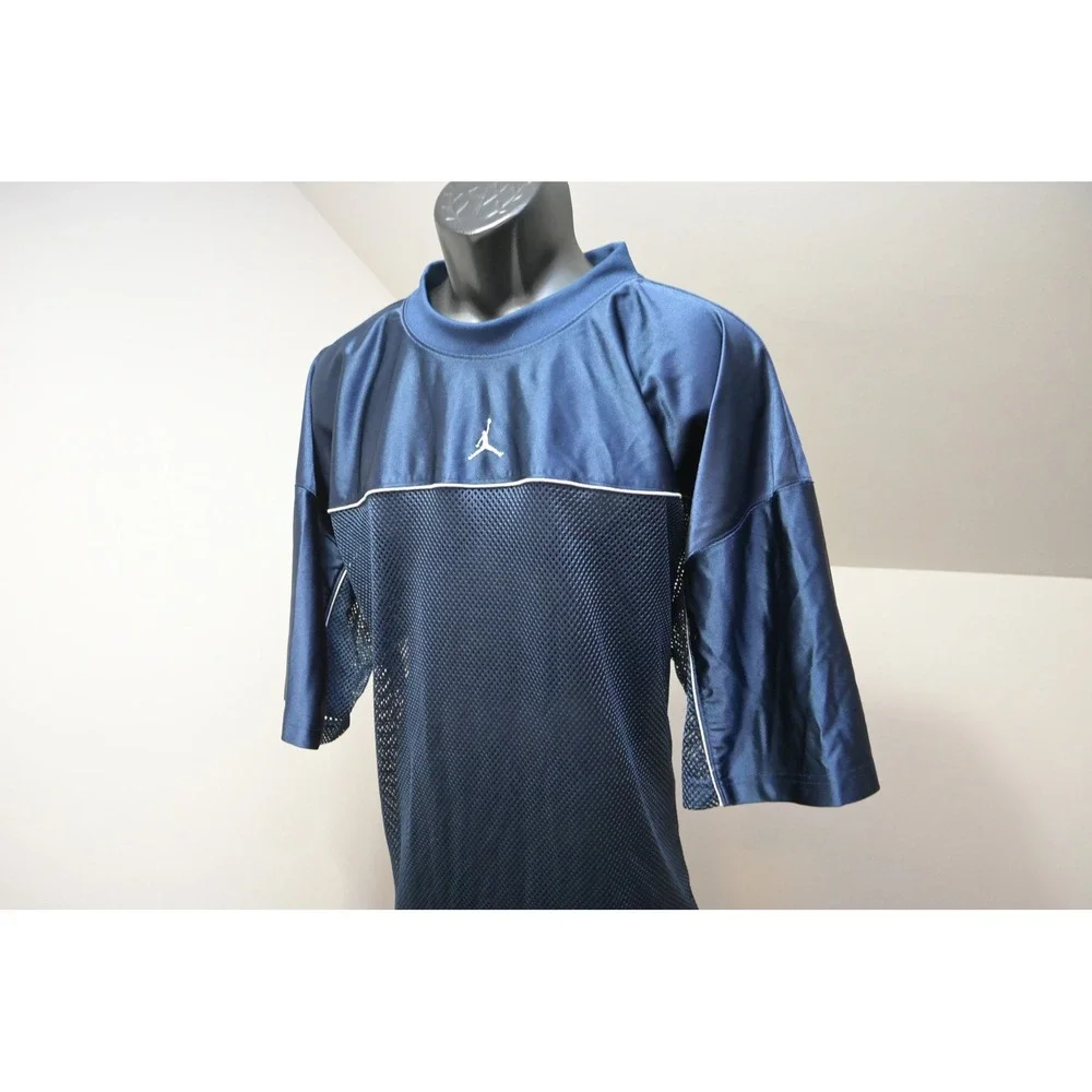 VTG Jordan Jersey Men 3XL Navy Blue Mesh Satin Jumpman Basketball Shirt